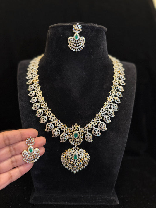 Elegant Emerald Mango CZ Necklace Set