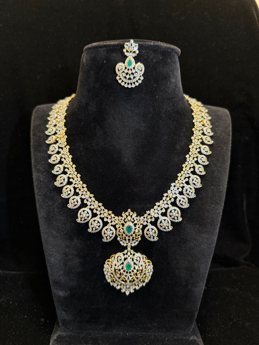 Elegant Emerald Mango CZ Necklace Set