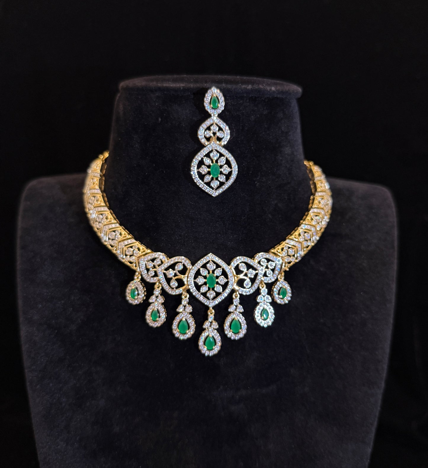 Royal Ruby & Diamond Necklace Set with Matching Earrings