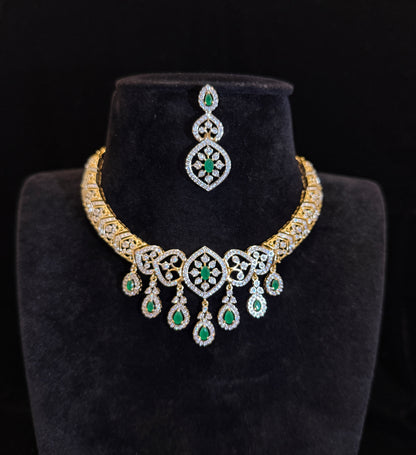 Royal Ruby & Diamond Necklace Set with Matching Earrings