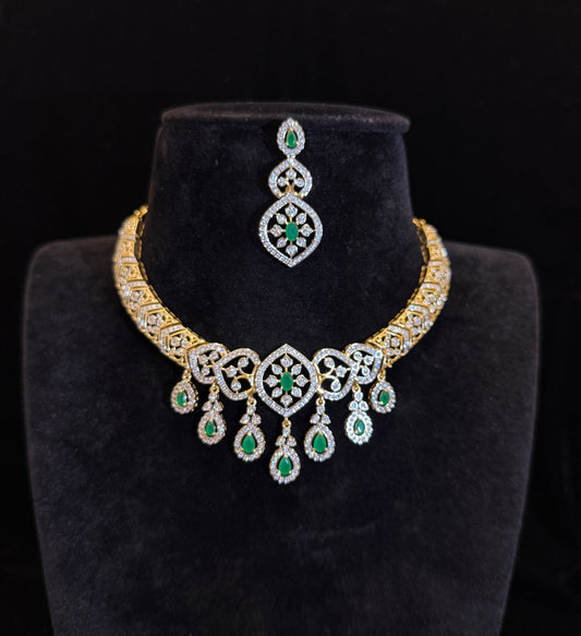 Royal Ruby & Diamond Necklace Set with Matching Earrings