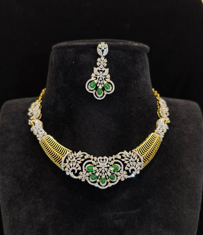 Designer CZ Hasli Set In Diamond Finish