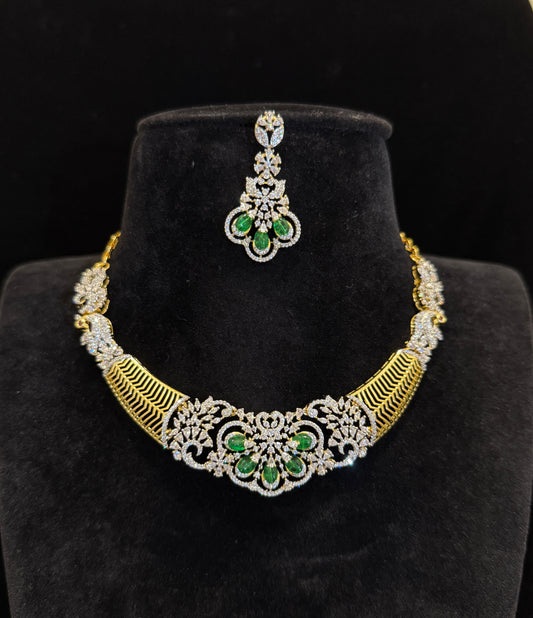 Designer CZ Hasli Set In Diamond Finish