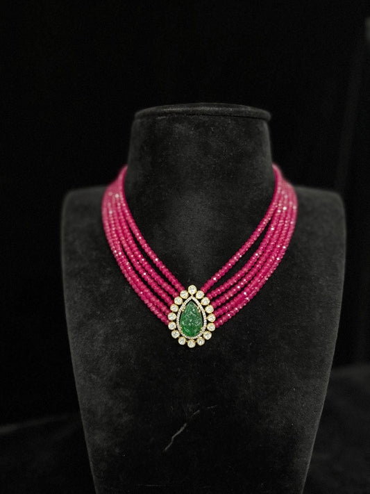 92.5 Silver Ruby Green Mala