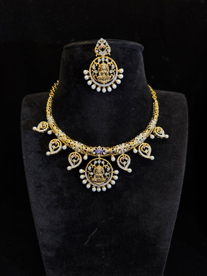 Gold Finish Hasli With Lakshmi Pendant