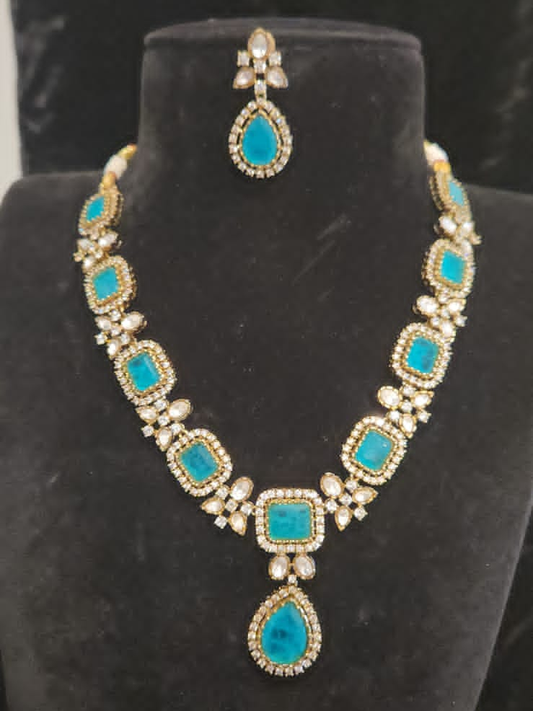 Victorian finish mini haram with CZ moissanite emeralds