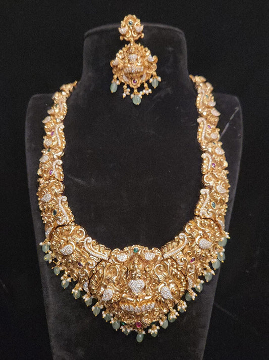 Nakshi Finish Lakshmi Devi & Elephant Design Long Haram