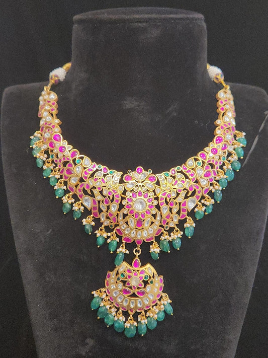 Jadau Kundan & Strawberry Beads Necklace Set
