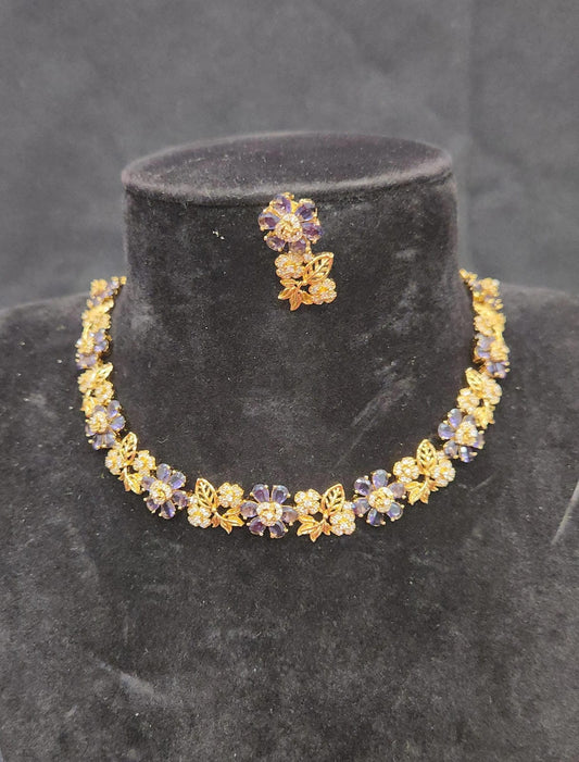 Victorian Mehandi Finish Designer Necklace Set