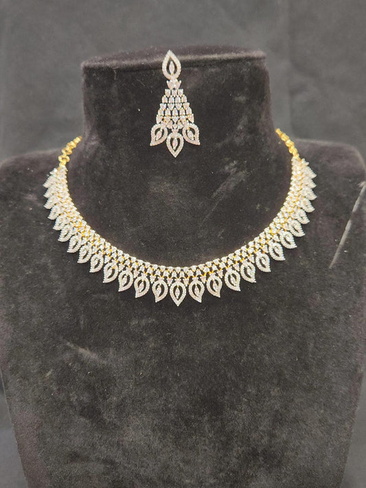 Diamond Finish Mango Theme Necklace Set