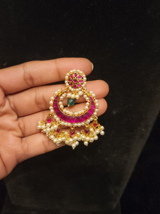 Jadau kundan chandbali earrings