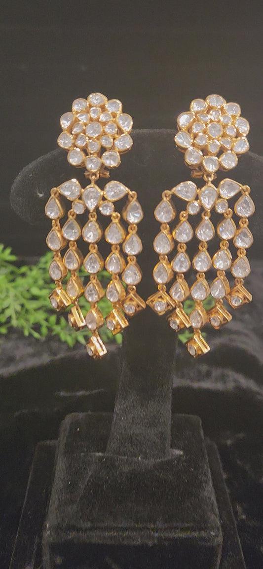 92.5 Silver Floral Moissanite Earrings