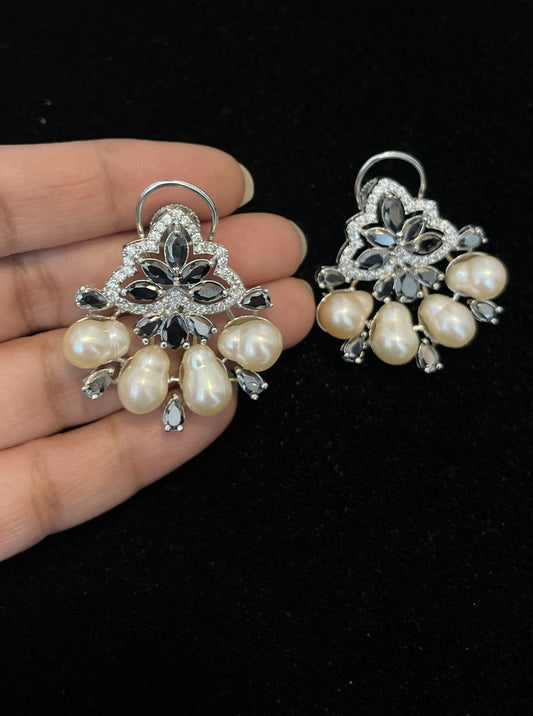 Pretty cocktail earrings with barooq pearls